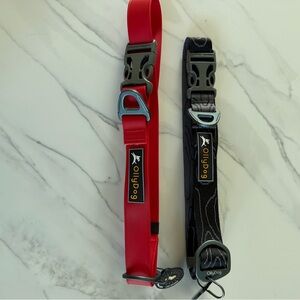 Ollydog Red and Black Dog Collar Set